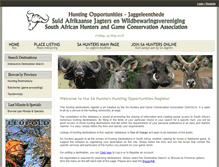 Tablet Screenshot of destinations.sahunters.co.za